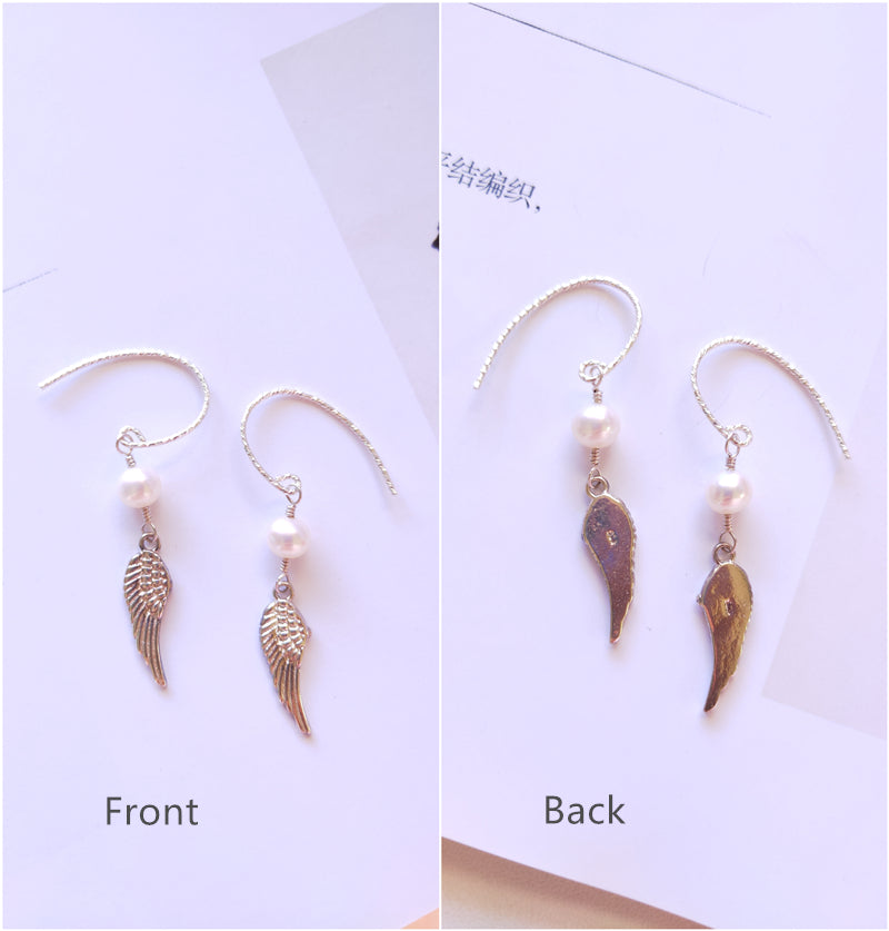Anger Wings Pearl Earrings [2pcs] NO.0316-11