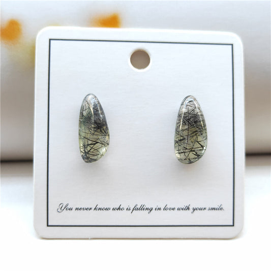 Black Rutilated Quartz Earrrings NO.0915-15