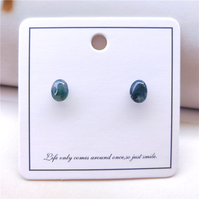 Moss Agate Stud Earrings