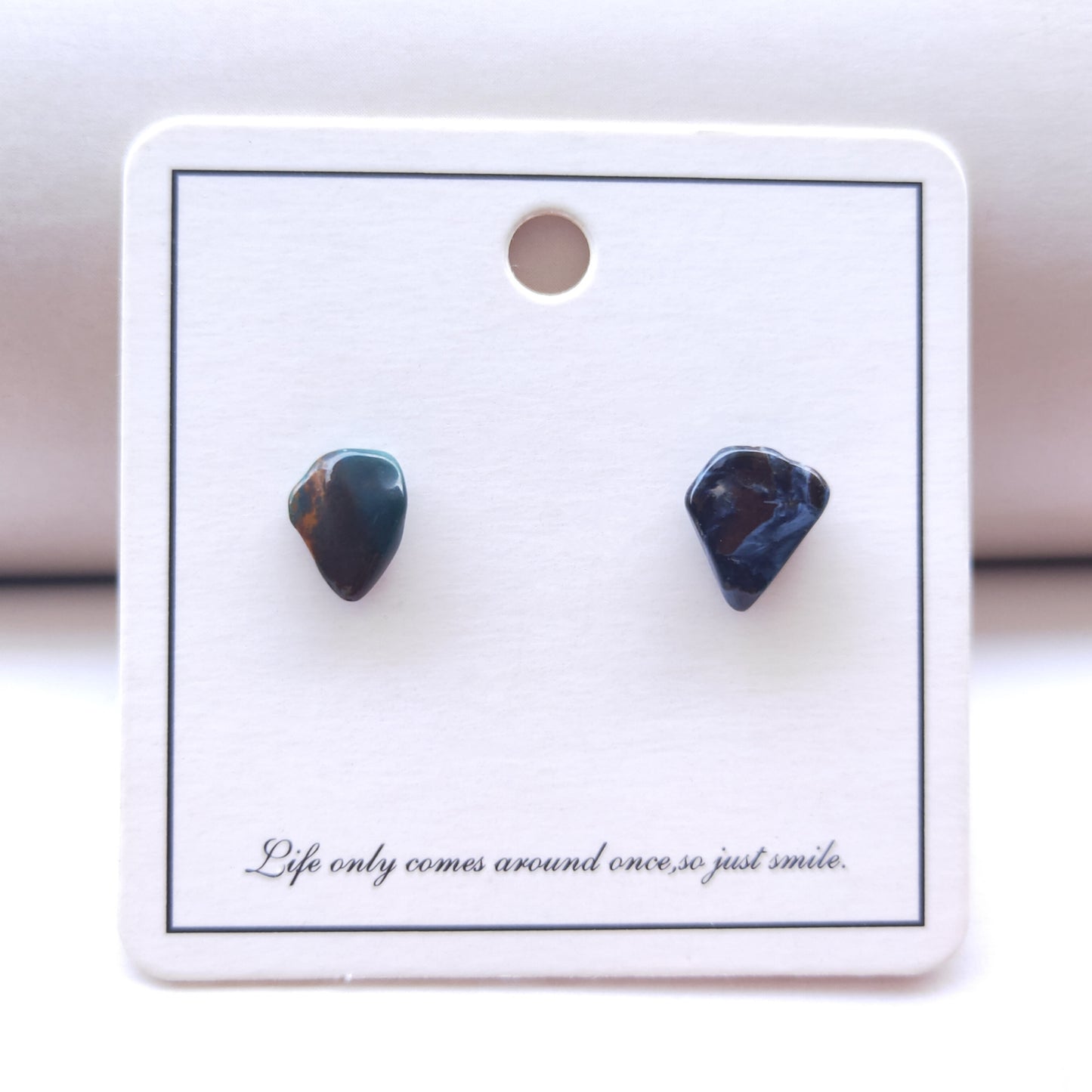 Turquoise & Pietersite Earrings Asymmetrical Studs