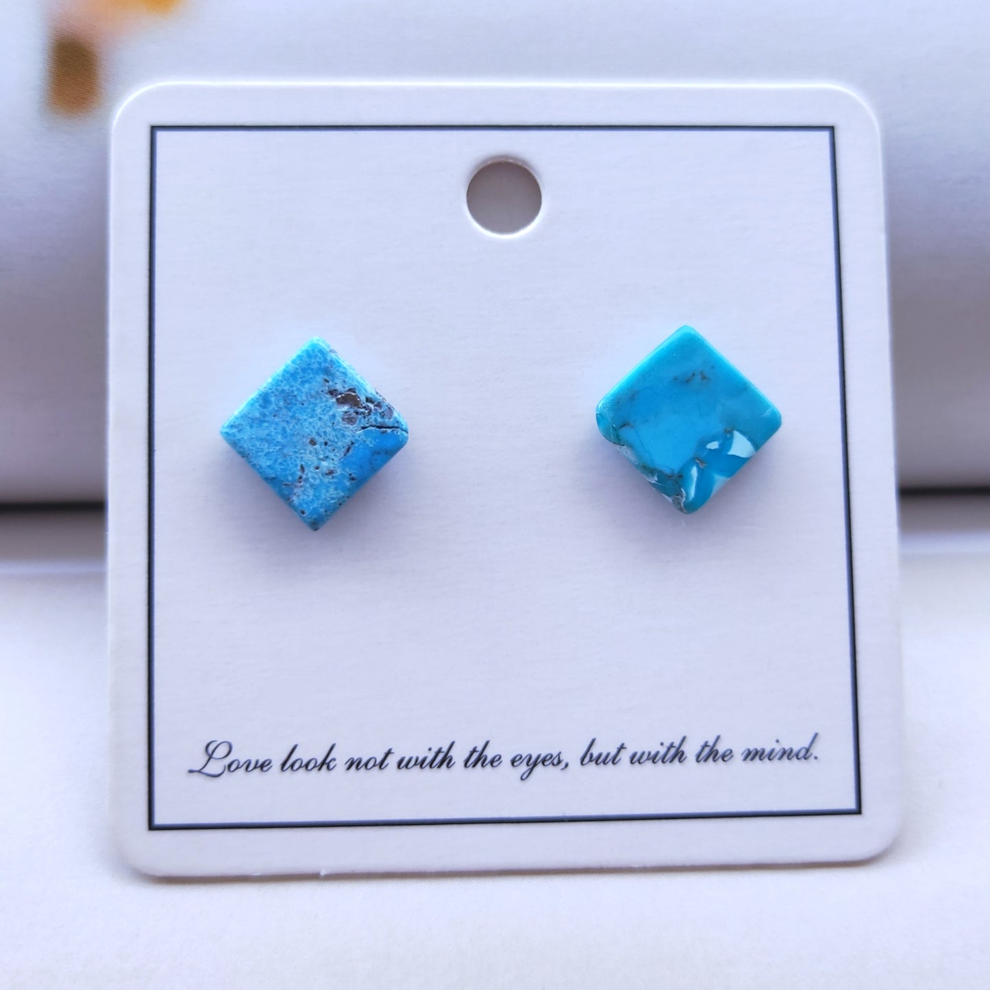 Turquoise square stud earrings 