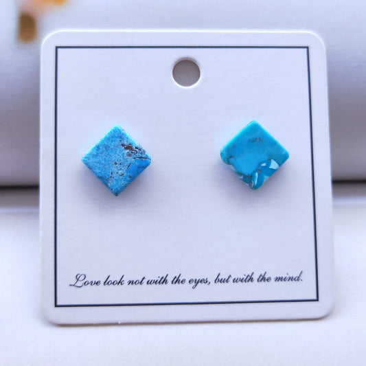 Turquoise square stud earrings 